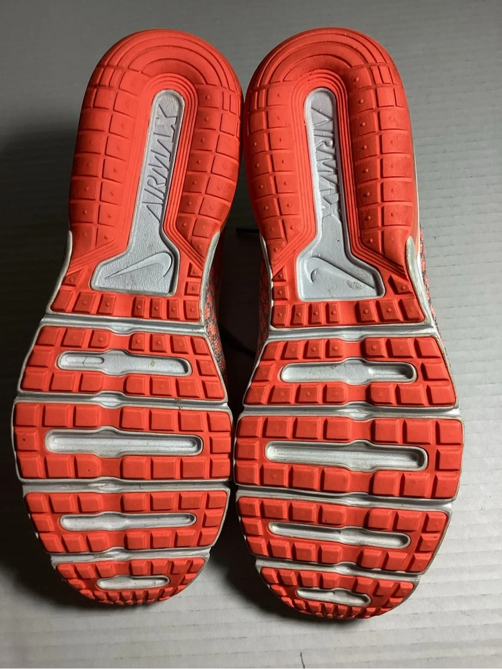 Nike Gray and Coral Knit Air Max Trainers